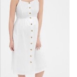 2019 Gap Midi White Linen Apron Maternity Dress